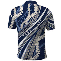 Polynesian Puakeniken Pikake Twisted Lei Polo Shirt Navy Blue LT7 - Polynesian Pride