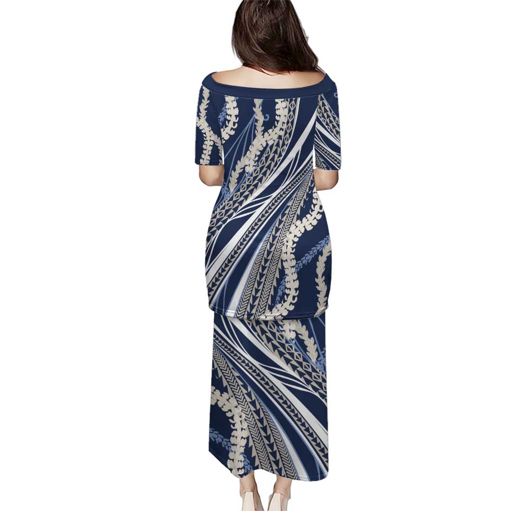 Polynesian Puakeniken Pikake Twisted Lei Puletasi Navy Blue LT7 - Polynesian Pride