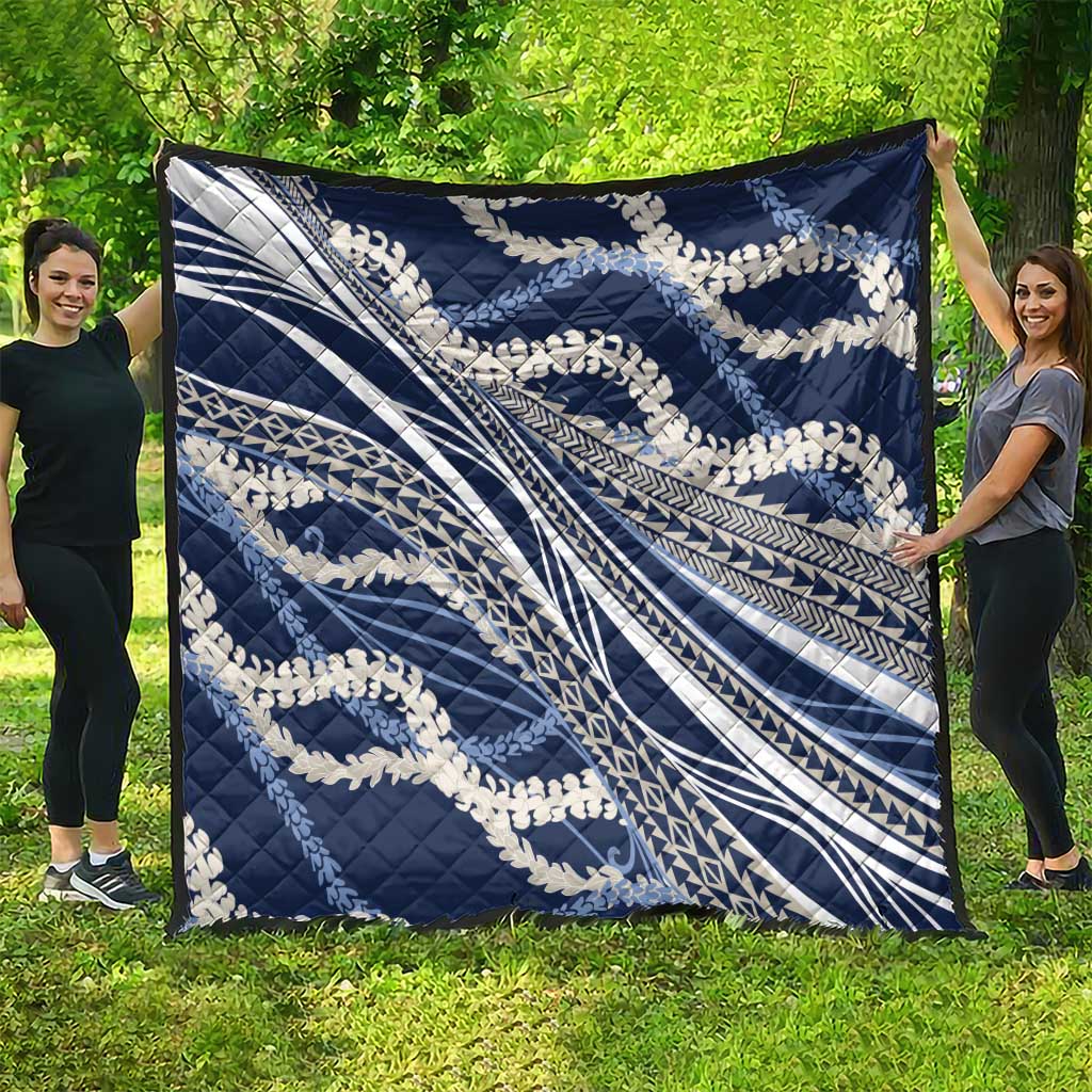 Polynesian Puakeniken Pikake Twisted Lei Quilt Navy Blue LT7 - Polynesian Pride