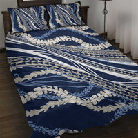 Polynesian Puakeniken Pikake Twisted Lei Quilt Bed Set Navy Blue LT7 Navy Blue - Polynesian Pride