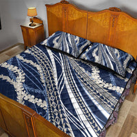 Polynesian Puakeniken Pikake Twisted Lei Quilt Bed Set Navy Blue LT7 - Polynesian Pride