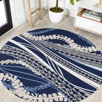 Polynesian Puakeniken Pikake Twisted Lei Round Carpet Navy Blue LT7 Navy Blue - Polynesian Pride
