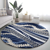 Polynesian Puakeniken Pikake Twisted Lei Round Carpet Navy Blue LT7 - Polynesian Pride