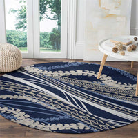 Polynesian Puakeniken Pikake Twisted Lei Round Carpet Navy Blue LT7 - Polynesian Pride