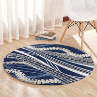 Polynesian Puakeniken Pikake Twisted Lei Round Carpet Navy Blue LT7 - Polynesian Pride