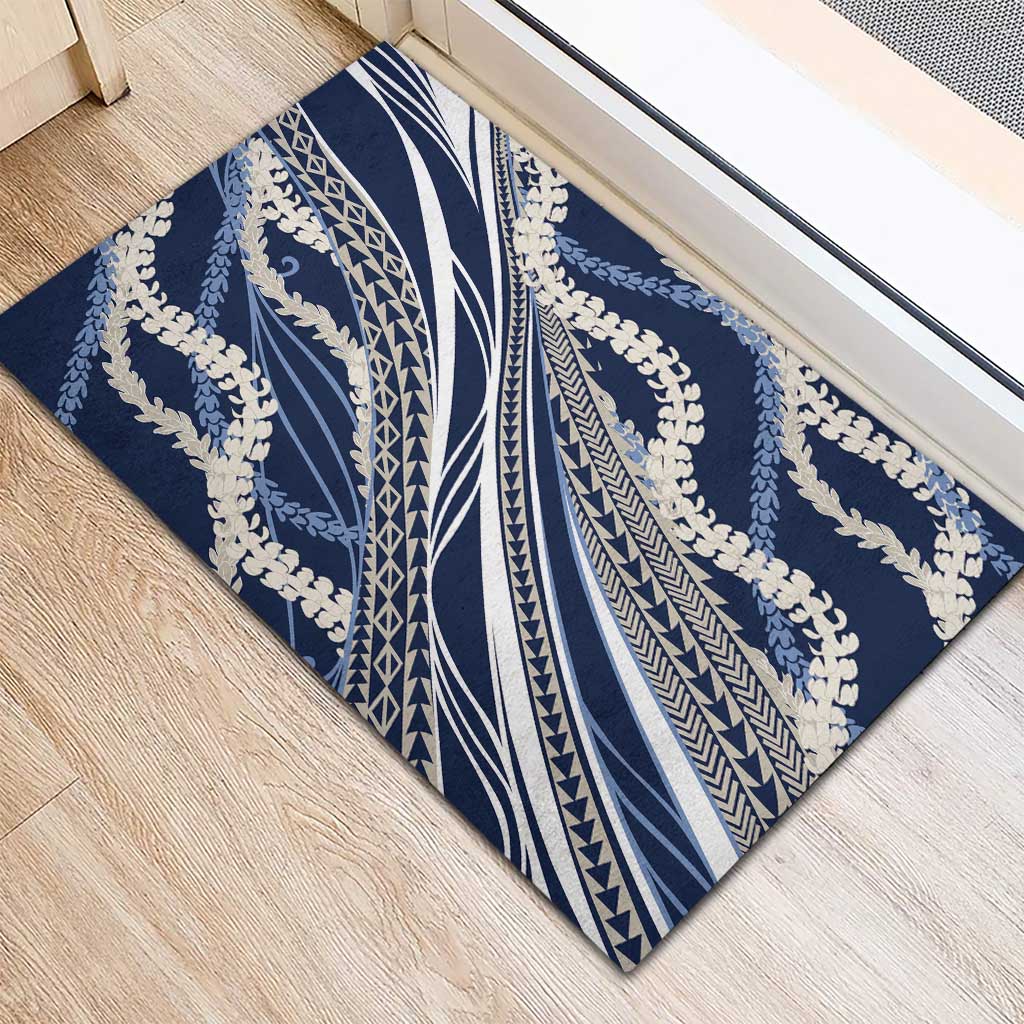 Polynesian Puakeniken Pikake Twisted Lei Rubber Doormat Navy Blue LT7 - Polynesian Pride