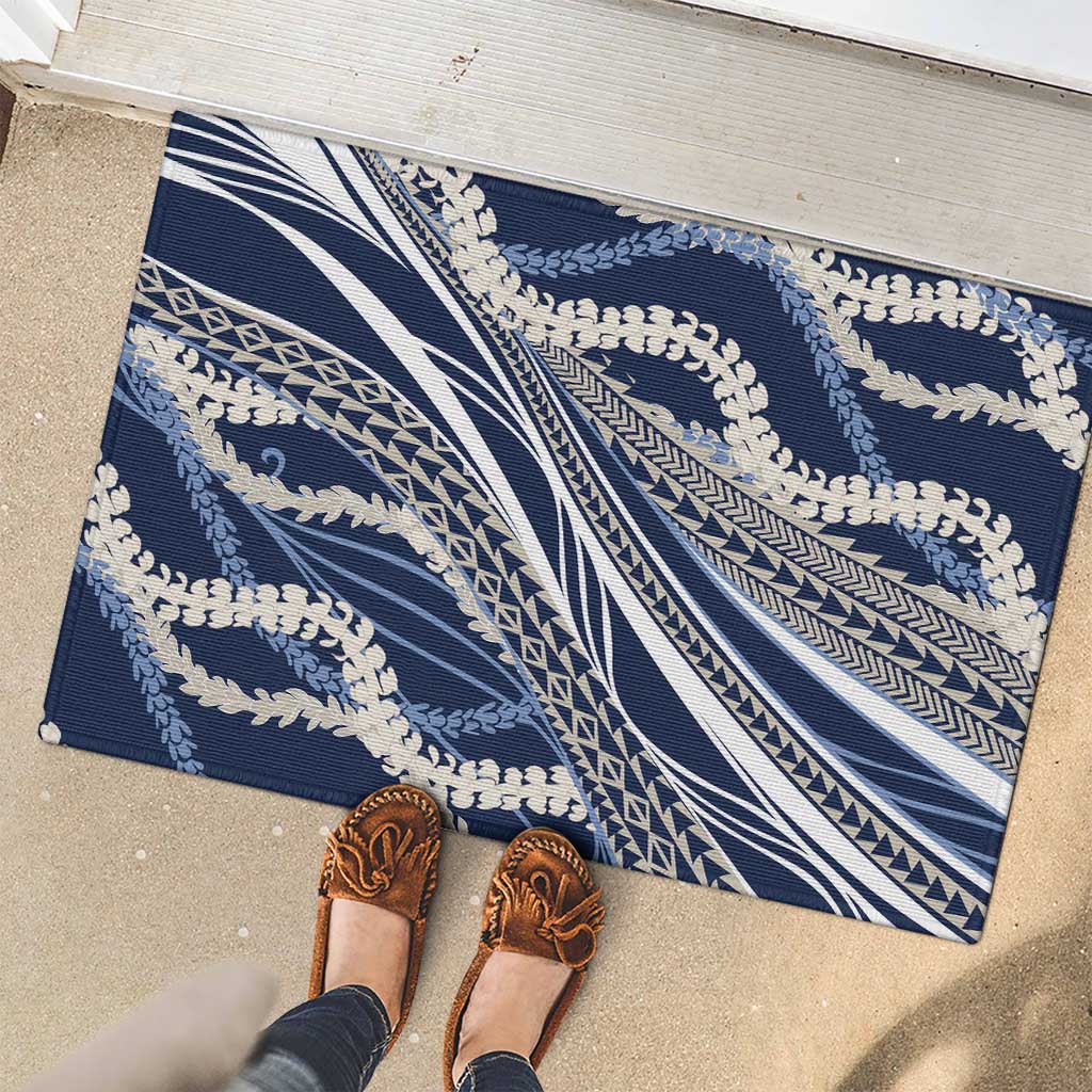 Polynesian Puakeniken Pikake Twisted Lei Rubber Doormat Navy Blue LT7 - Polynesian Pride