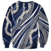 Polynesian Puakeniken Pikake Twisted Lei Sweatshirt Navy Blue LT7 - Polynesian Pride