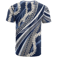 Polynesian Puakeniken Pikake Twisted Lei T Shirt Navy Blue LT7 - Polynesian Pride