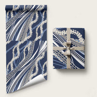Polynesian Puakeniken Pikake Twisted Lei Wrapping Paper Navy Blue LT7 58" × 23" Navy Blue - Polynesian Pride
