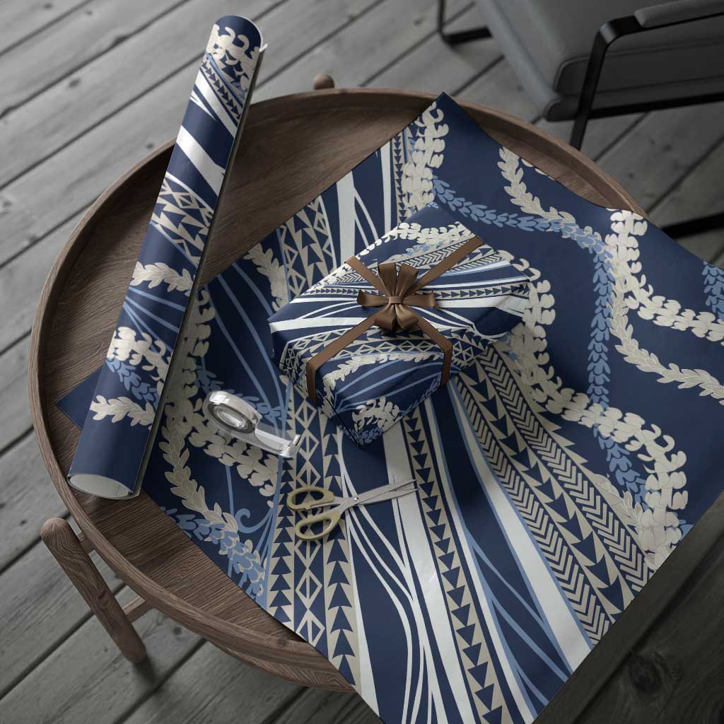 Polynesian Puakeniken Pikake Twisted Lei Wrapping Paper Navy Blue LT7 - Polynesian Pride