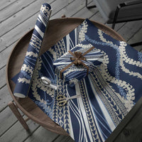 Polynesian Puakeniken Pikake Twisted Lei Wrapping Paper Navy Blue LT7 - Polynesian Pride