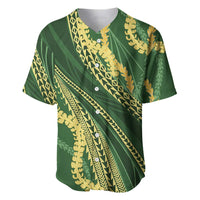 Polynesian Puakeniken Pikake Twisted Lei Baseball Jersey Emerald LT7 Emerald - Polynesian Pride