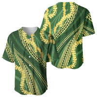 Polynesian Puakeniken Pikake Twisted Lei Baseball Jersey Emerald LT7 - Polynesian Pride
