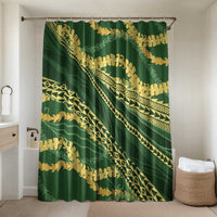 Polynesian Puakeniken Pikake Twisted Lei Bathroom Set Emerald LT7 Shower Curtain Only Emerald - Polynesian Pride