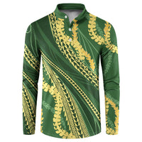 Polynesian Puakeniken Pikake Twisted Lei Button Sweatshirt Emerald LT7 Emerald - Polynesian Pride
