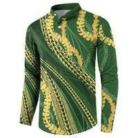 Polynesian Puakeniken Pikake Twisted Lei Button Sweatshirt Emerald LT7 - Polynesian Pride