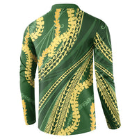 Polynesian Puakeniken Pikake Twisted Lei Button Sweatshirt Emerald LT7 - Polynesian Pride
