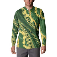 Polynesian Puakeniken Pikake Twisted Lei Button Sweatshirt Emerald LT7 - Polynesian Pride
