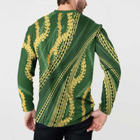 Polynesian Puakeniken Pikake Twisted Lei Button Sweatshirt Emerald LT7 - Polynesian Pride