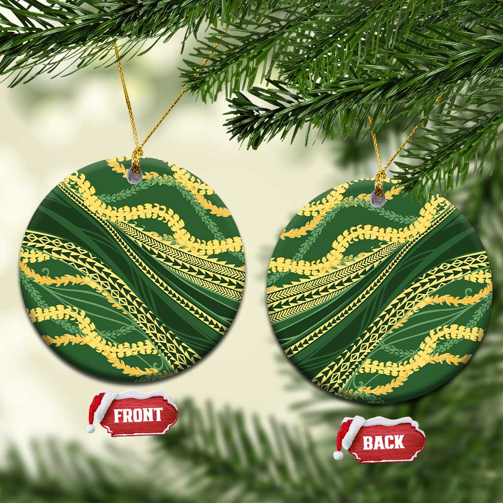 Polynesian Puakeniken Pikake Twisted Lei Ceramic Ornament Emerald LT7 Circle Emerald - Polynesian Pride