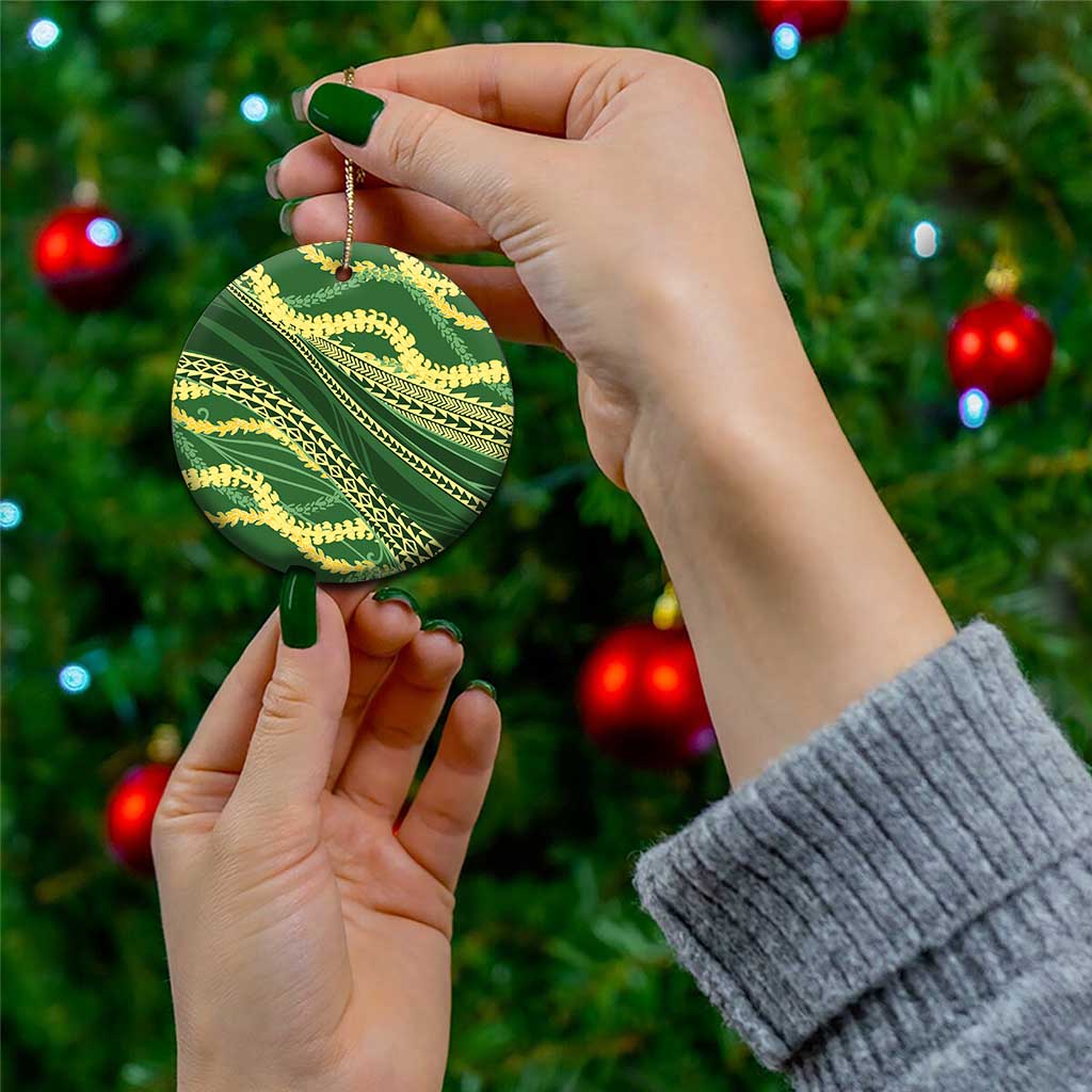 Polynesian Puakeniken Pikake Twisted Lei Ceramic Ornament Emerald LT7 - Polynesian Pride