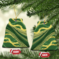 Polynesian Puakeniken Pikake Twisted Lei Ceramic Ornament Emerald LT7 Bell Flake Emerald - Polynesian Pride