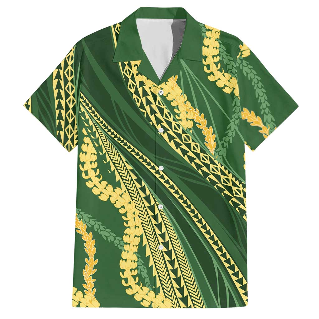 Polynesian Puakeniken Pikake Twisted Lei Hawaiian Shirt Emerald LT7 Emerald - Polynesian Pride
