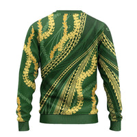 Polynesian Puakeniken Pikake Twisted Lei Ugly Christmas Sweater Emerald LT7 - Polynesian Pride