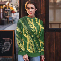 Polynesian Puakeniken Pikake Twisted Lei Ugly Christmas Sweater Emerald LT7 - Polynesian Pride