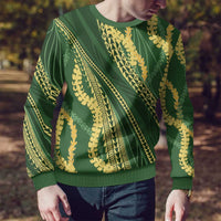 Polynesian Puakeniken Pikake Twisted Lei Ugly Christmas Sweater Emerald LT7 - Polynesian Pride