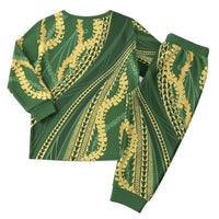 Polynesian Puakeniken Pikake Twisted Lei Christmas Pajama Set Emerald LT7 - Polynesian Pride