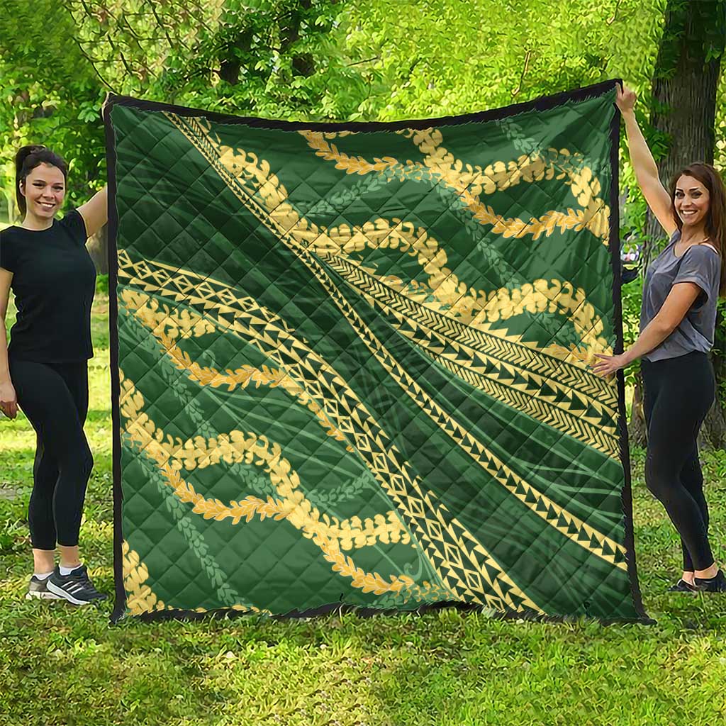 Polynesian Puakeniken Pikake Twisted Lei Quilt Emerald LT7 - Polynesian Pride