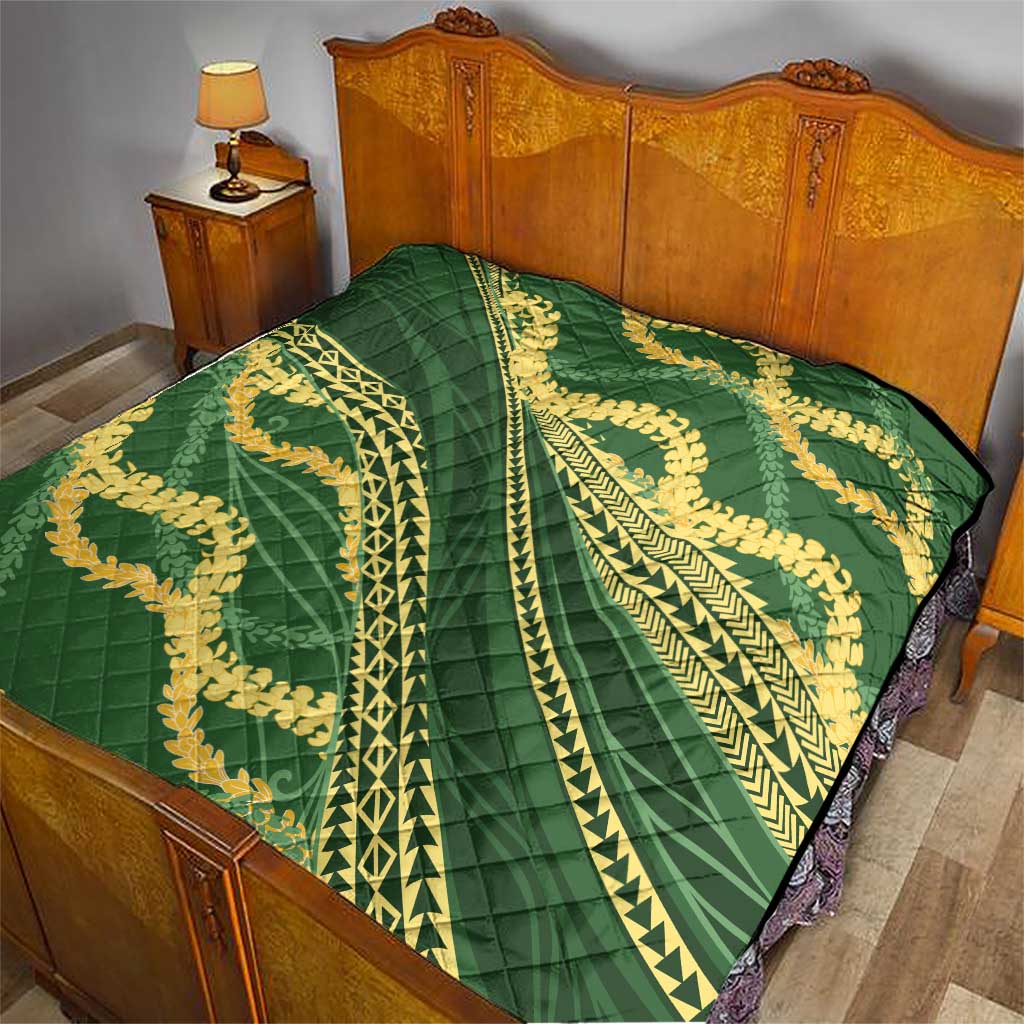 Polynesian Puakeniken Pikake Twisted Lei Quilt Emerald LT7 - Polynesian Pride