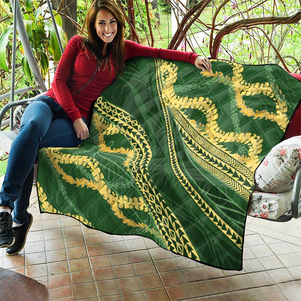 Polynesian Puakeniken Pikake Twisted Lei Quilt Emerald LT7 - Polynesian Pride