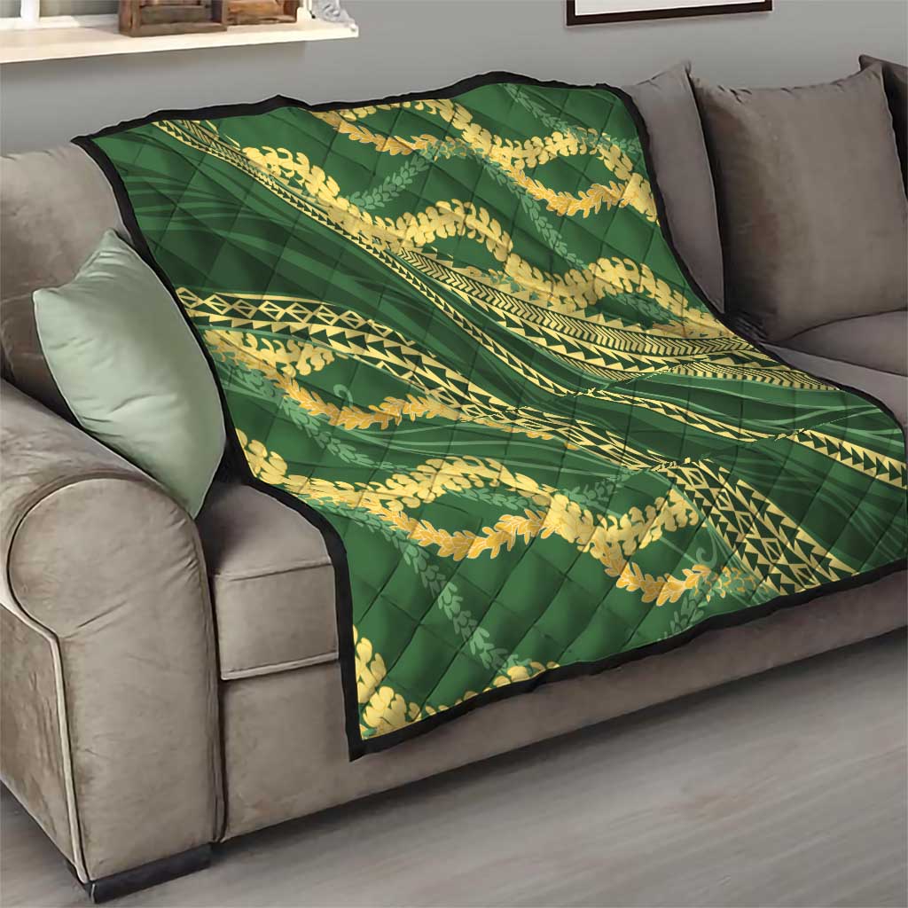Polynesian Puakeniken Pikake Twisted Lei Quilt Emerald LT7 - Polynesian Pride