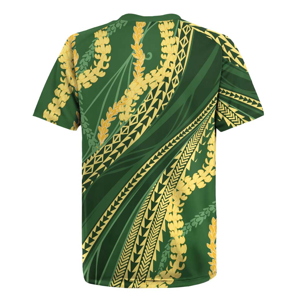 Polynesian Puakeniken Pikake Twisted Lei Rugby Jersey Emerald LT7 - Polynesian Pride