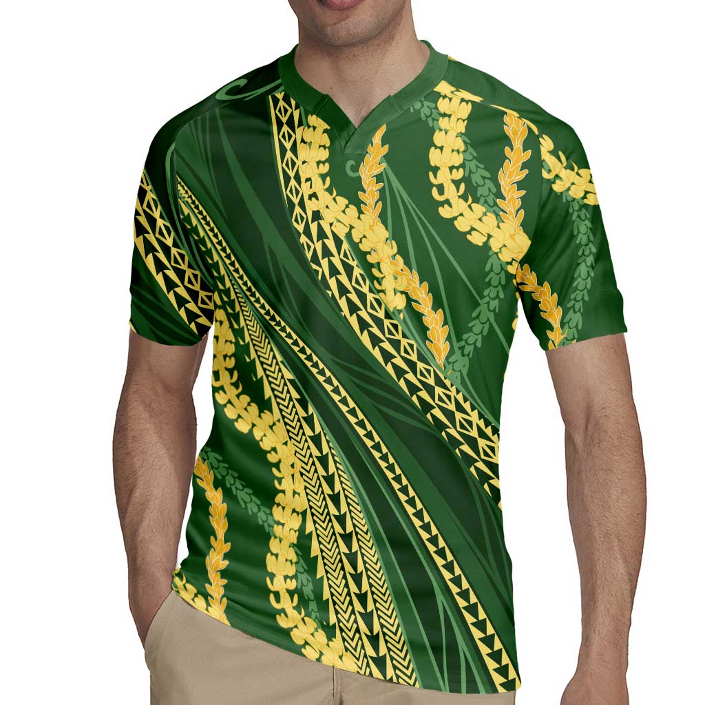 Polynesian Puakeniken Pikake Twisted Lei Rugby Jersey Emerald LT7 - Polynesian Pride