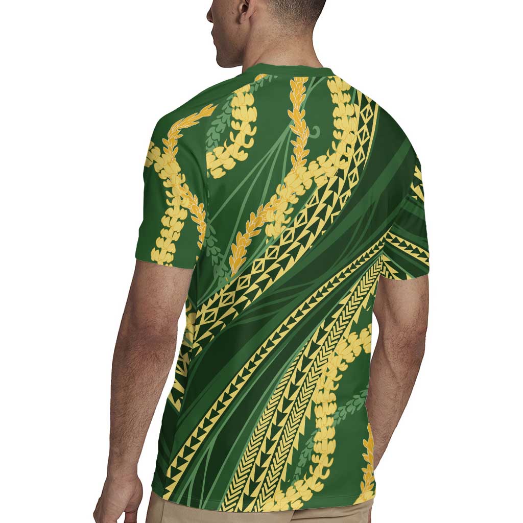 Polynesian Puakeniken Pikake Twisted Lei Rugby Jersey Emerald LT7 - Polynesian Pride