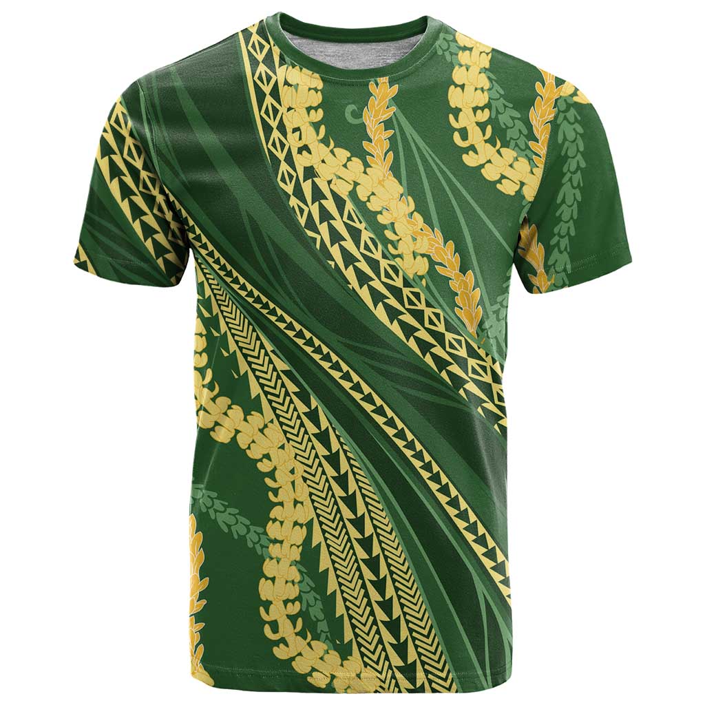 Polynesian Puakeniken Pikake Twisted Lei T Shirt Emerald LT7 Emerald - Polynesian Pride