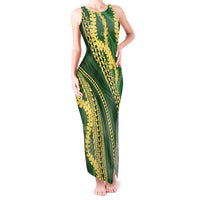 Polynesian Puakeniken Pikake Twisted Lei Tank Maxi Dress Emerald LT7 Women Emerald - Polynesian Pride
