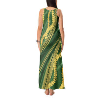 Polynesian Puakeniken Pikake Twisted Lei Tank Maxi Dress Emerald LT7 - Polynesian Pride