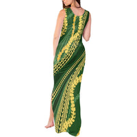 Polynesian Puakeniken Pikake Twisted Lei Tank Maxi Dress Emerald LT7 - Polynesian Pride