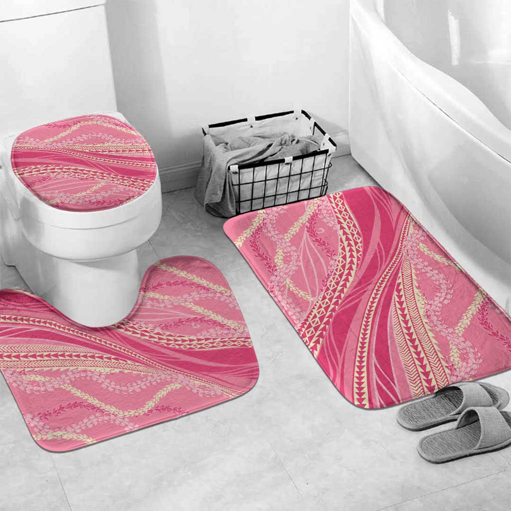 Polynesian Puakeniken Pikake Twisted Lei Bathroom Set Rose Pink LT7 Mat Set Only (3 pcs) One Size Rose Pink - Polynesian Pride