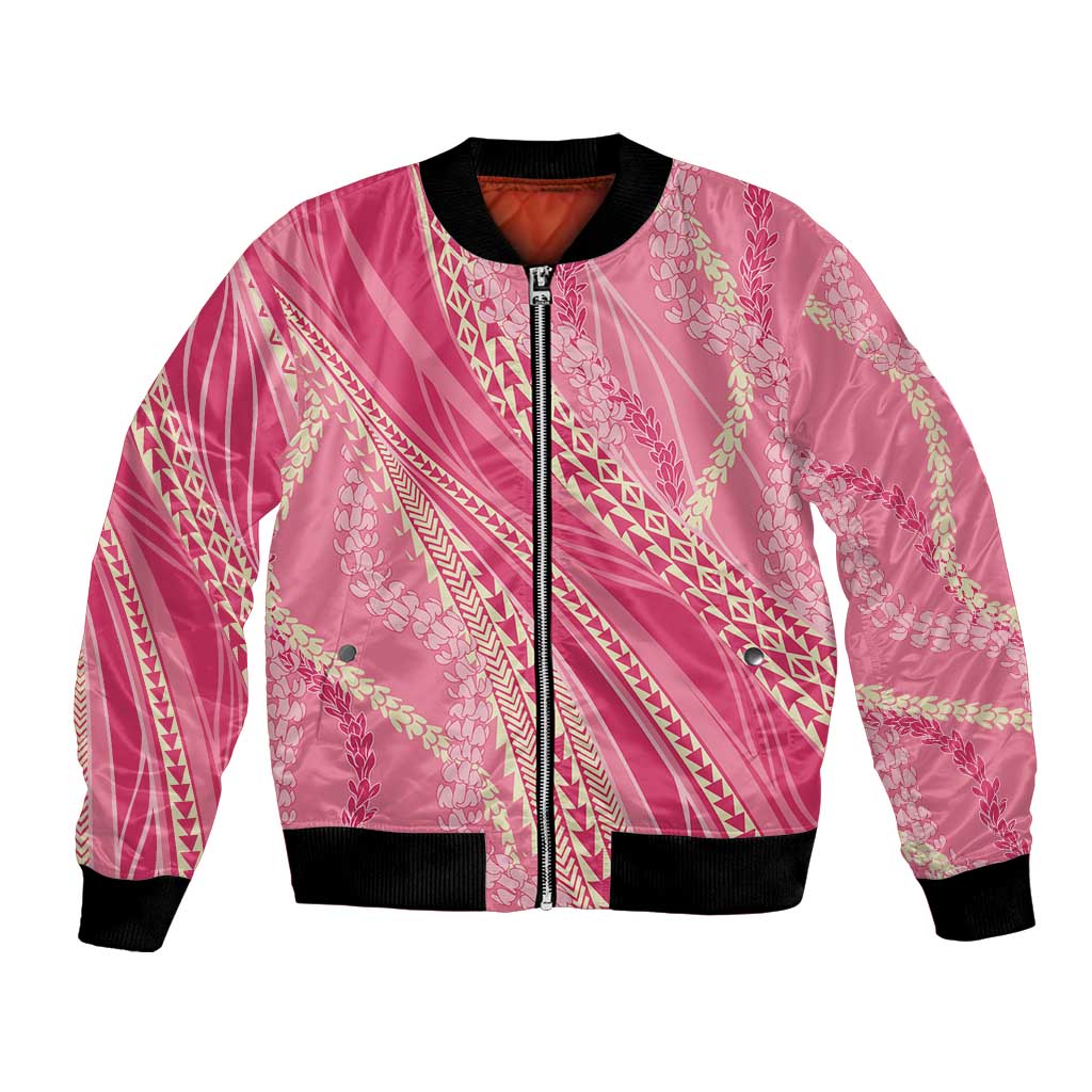 Polynesian Puakeniken Pikake Twisted Lei Bomber Jacket Rose Pink LT7 Unisex Rose Pink - Polynesian Pride