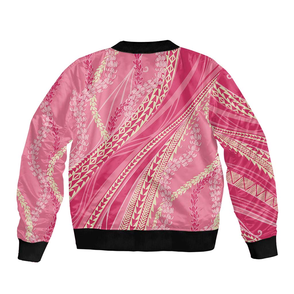 Polynesian Puakeniken Pikake Twisted Lei Bomber Jacket Rose Pink LT7 - Polynesian Pride