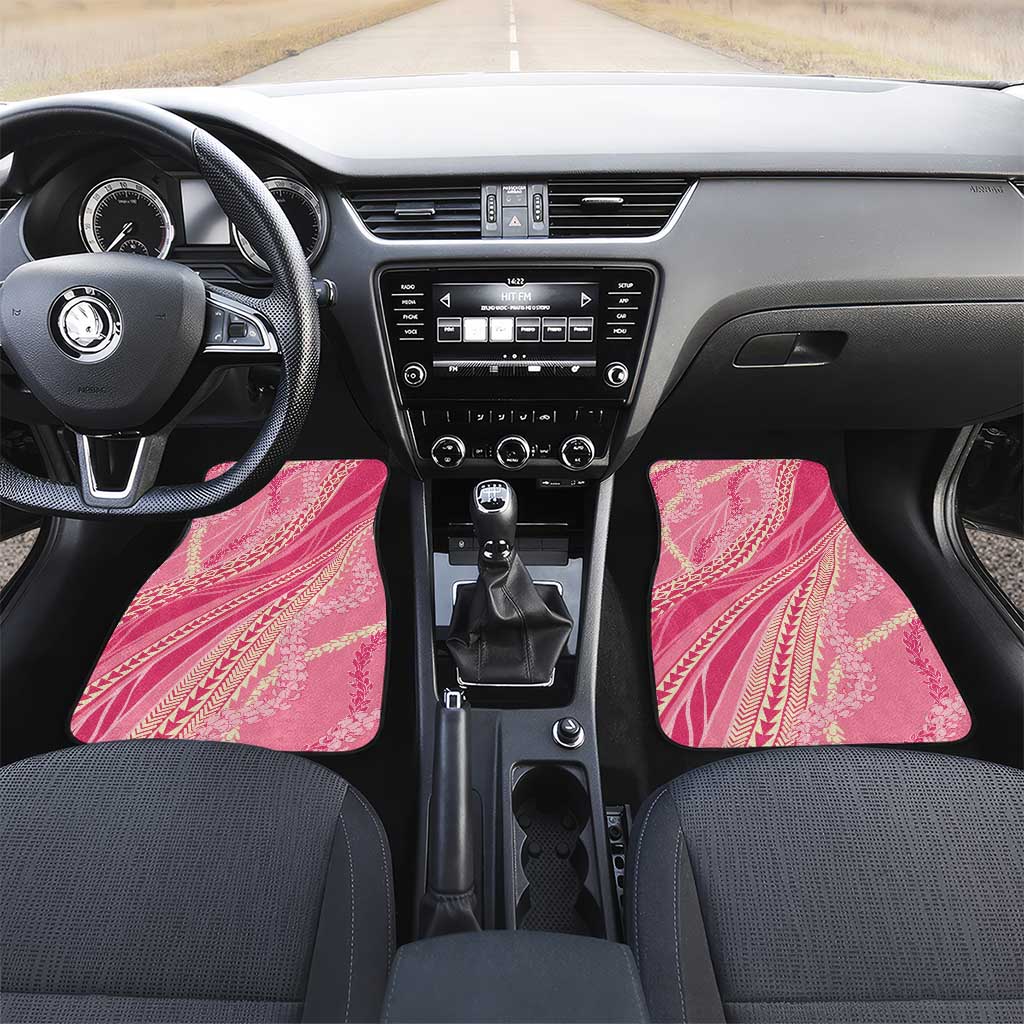 Polynesian Puakeniken Pikake Twisted Lei Car Mats Rose Pink LT7 Set 2pcs - Front Rose Pink - Polynesian Pride
