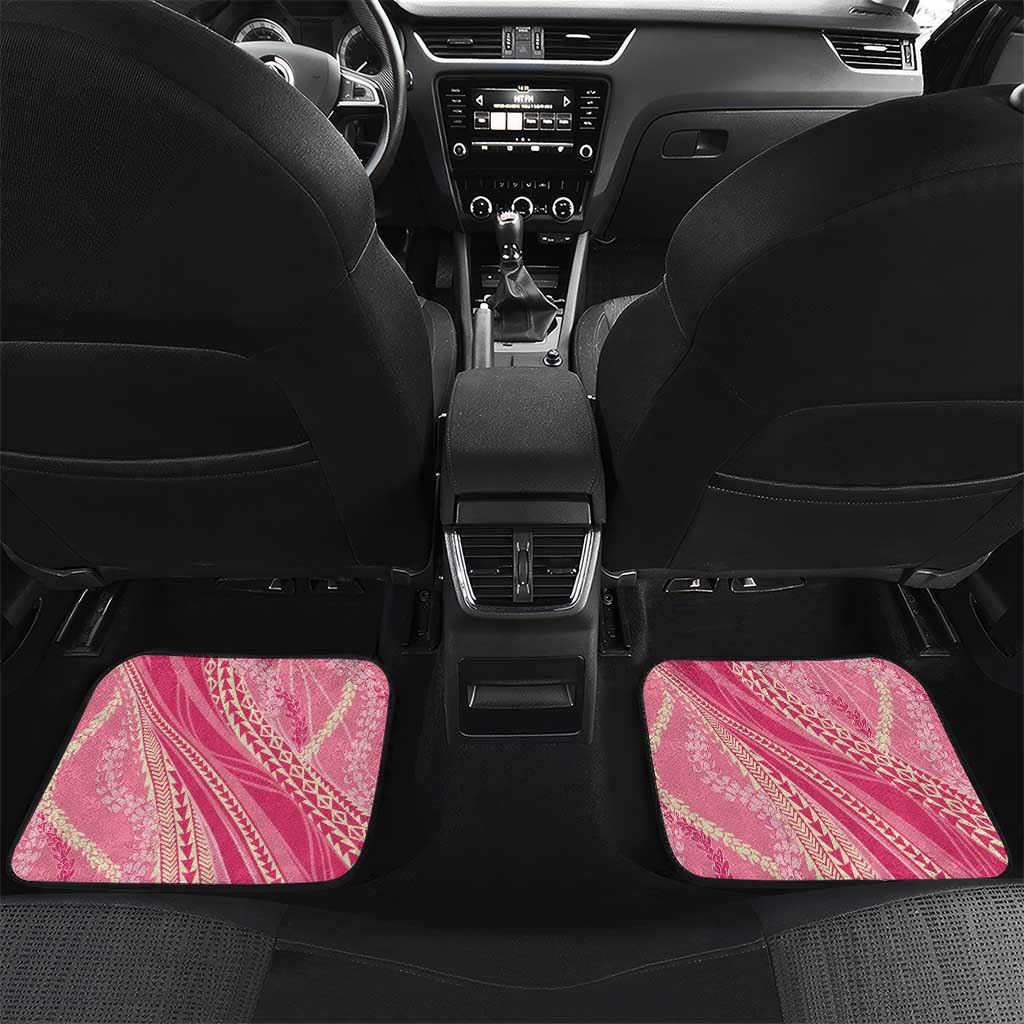 Polynesian Puakeniken Pikake Twisted Lei Car Mats Rose Pink LT7 Set 2pcs - Back Rose Pink - Polynesian Pride