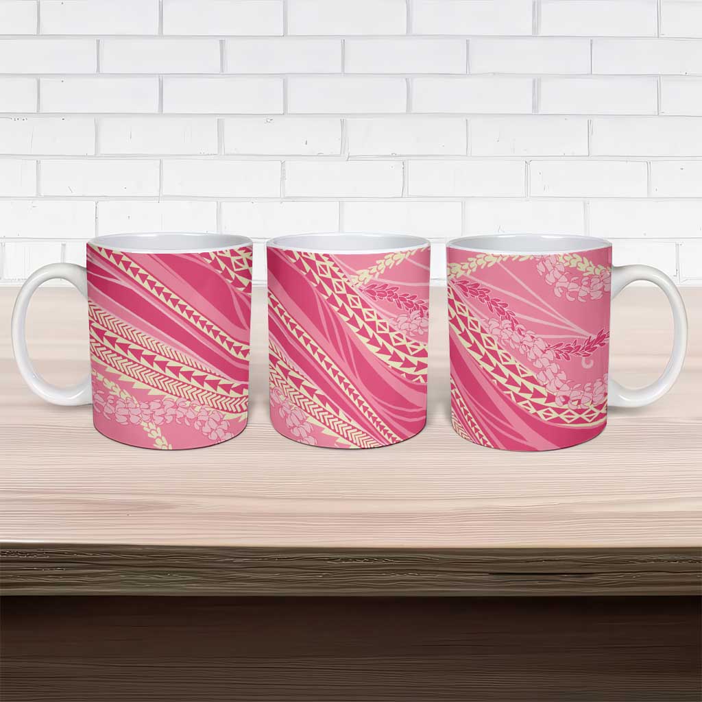 Polynesian Puakeniken Pikake Twisted Lei Ceramic Mug Rose Pink LT7 - Polynesian Pride
