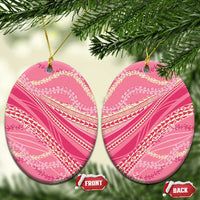 Polynesian Puakeniken Pikake Twisted Lei Ceramic Ornament Rose Pink LT7 Oval Rose Pink - Polynesian Pride